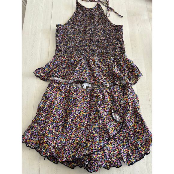 Patrons of Peace Floral Two Piece Outfit Smocked Top & Ruffle Skort Size M EUC - Picture 1 of 7
